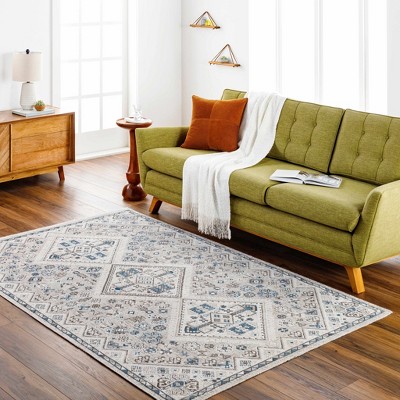 Hauteloom Meja Cream & Blue Washable Area Rug