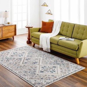Hauteloom Meja Cream & Blue Washable Area Rug - 1 of 4