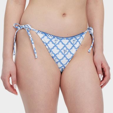 Women's Geo Trellis/Floral Vines Reversible Side-Tie Bikini Bottoms Blue - Roller Rabbit x Target XXS