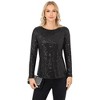 Anna-Kaci Women's Long Sleeve Sequin Top with Crew Neck and Fitted Silhouette - 3 of 4