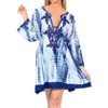 HAPPY BAY Women's Summer Vacation Beachwear Short Loose Beach Dress Bathing Suits Holiday Swimwear Mini Cover Ups Medium-Large White Tie Dye Design - 2 of 4