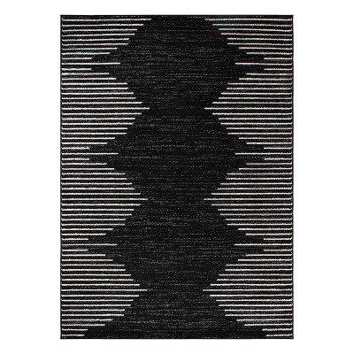 World Rug Gallery Bohemian Stripe Area Rug - Black 5' X 7' : Target