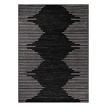 World Rug Gallery Contemporary Modern Abstract Black 5' X 7' Area Rug ...