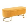 GlasFlength Ottomans and Benches Oval Velvet Storage Bench Upholstered Bedroom Bench Modern Storage for Living Room, Yellow, 46.97"*16.9"*11.41" - 2 of 4