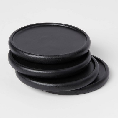 4pk Acacia Modern Coasters Black - Threshold™