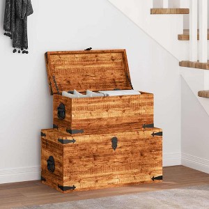 Storage Box Rough Mango Wood Multiple Sizes Included SturdyvidaXL - 1 of 4