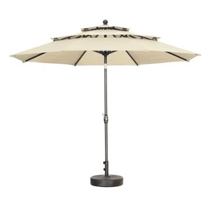Ainfox 10FT 3 tier vented Outdoor Table Umbrella with Round Umbrella Base For Beach Market Backyard - 1 of 4