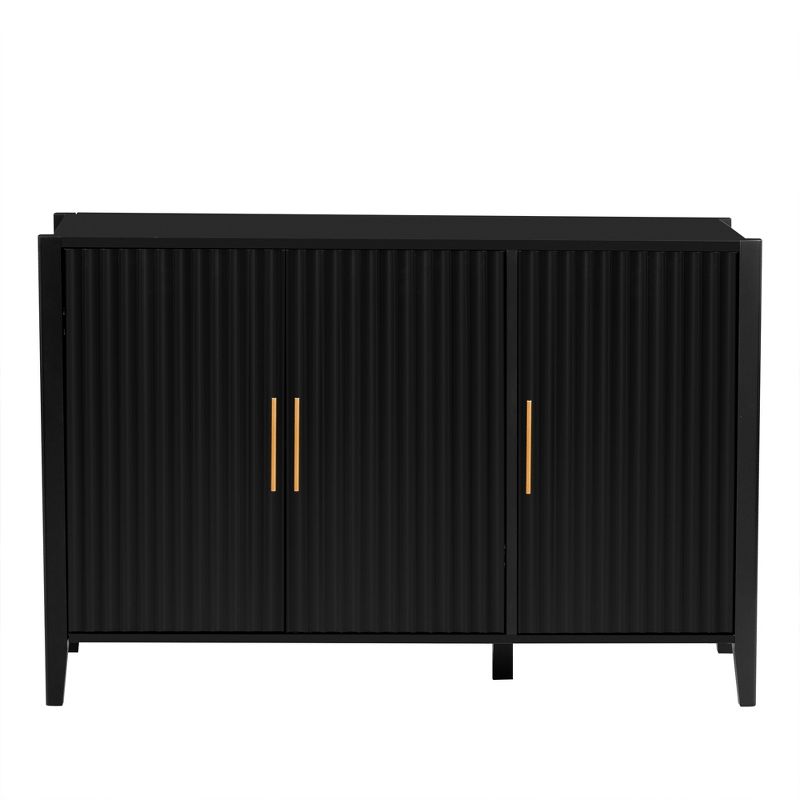 Features 3-Door Metal Handle Sideboard and Storage Cabinet Suitable For Hallway, Entrance Hall, Living Room, and Bedroom - ModernLuxe, 4 of 13