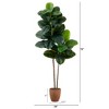Nearly Natural 6-ft Artificial Rubber Tree in Decorative Planter with Real Touch Leaves - 2 of 4
