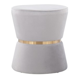 Gemma Contemporary/Glam Ottoman in Silver Velvet and Gold Metal by LumiSource - 1 of 1