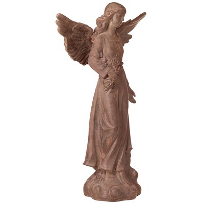 Large Rust Finish Resin Tudor Garden Angel Statue