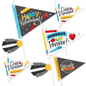 Big Dot of Happiness Teacher Retirement - Triangle Happy Retirement Party Photo Props - Pennant Flag Centerpieces - Set of 20 - 1 of 4