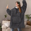 PAVILIA Faux Shearling Wearable Blanket Hoodie, Cozy Oversized Hooded Sweatshirt Adults, Warm Fleece Big Pocket - 3 of 4