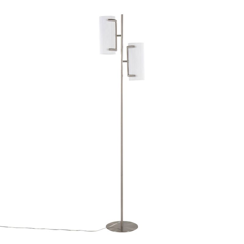 LumiSource Rhonda Contemporary/Glam Floor Lamp in Brushed Nickel with White Shade, 5 of 11