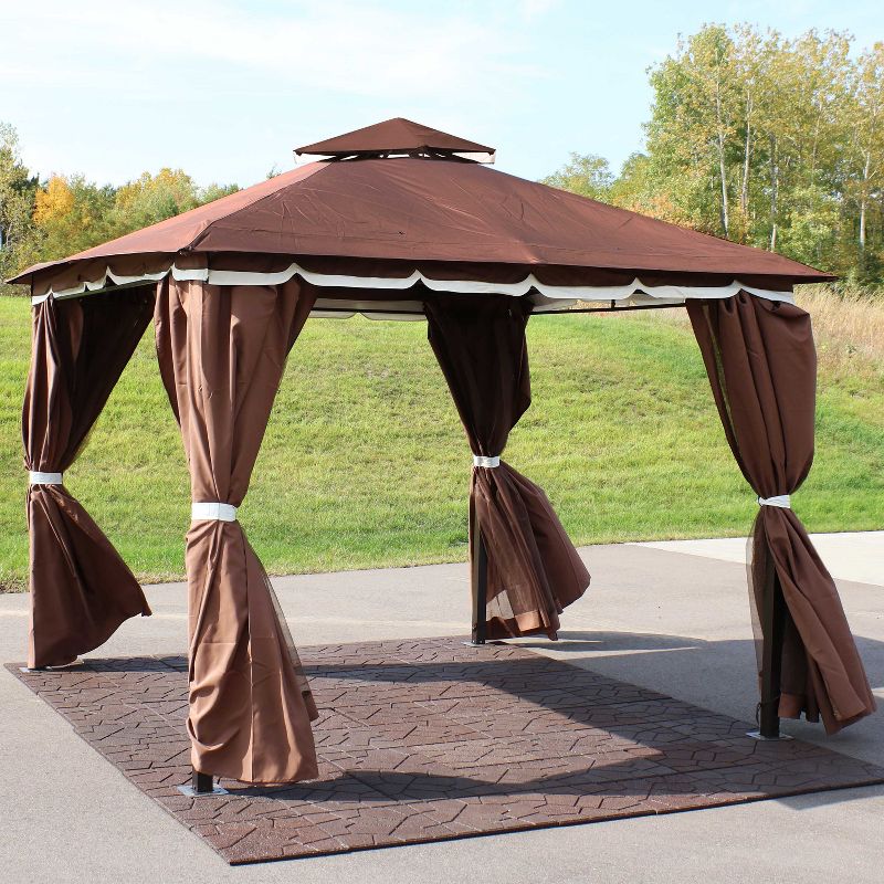 Sunnydaze Soft Top Rectangle Patio Gazebo with Screens and Privacy Walls for Backyard, Garden or Deck, 2 of 12