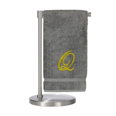 BC BARE COTTON Monogrammed Bath Towel, Personalized Gift, 27 x 54 inches - Set of 2 - Gray - Gold Script
