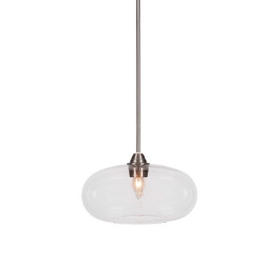 Toltec Lighting Paramount 1 - Light Pendant in  Brushed Nickel with 13" Clear Bubble Shade