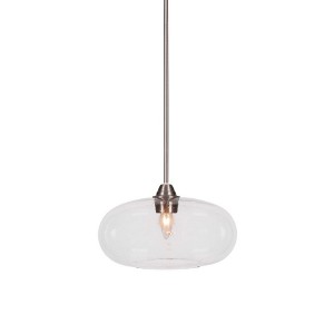 Toltec Lighting Paramount 1 - Light Pendant in  Brushed Nickel with 13" Clear Bubble Shade - 1 of 1