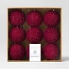 9ct 80mm Christmas Flocked Ball Ornament Set Hot Pink - Wondershop™ - 3 of 4