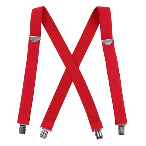 Dickies Men's Elastic X-Back Heavy Duty Clip-End Work Suspender Braces, Red
