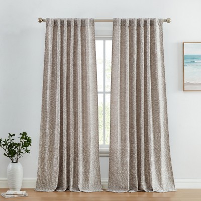HLC.ME Easton Jacquard Slub Texture - Privacy Curtains with Back Tab Rod Pocket Window Curtains Panels, Set of 2