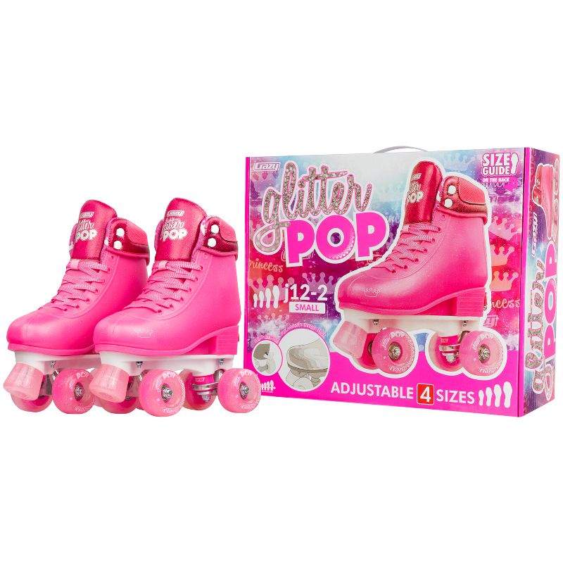 Crazy Skates Adjustable Roller Skates For Girls - Glitter Pop Collection - Size Adjustable To Fit Four Sizes, 4 of 7