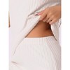 cheibear Women's Ribbed Knit Short Sleeve Round Neck Sweatsuit with Pants 2 Piece Pajama Set - 4 of 4