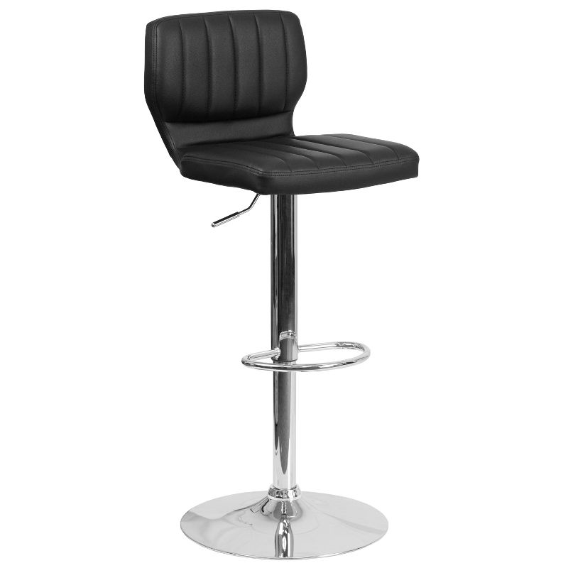 Flash Furniture Contemporary Vinyl Adjustable Height Barstool with Vertical Stitch Back and Chrome Base, 1 of 11