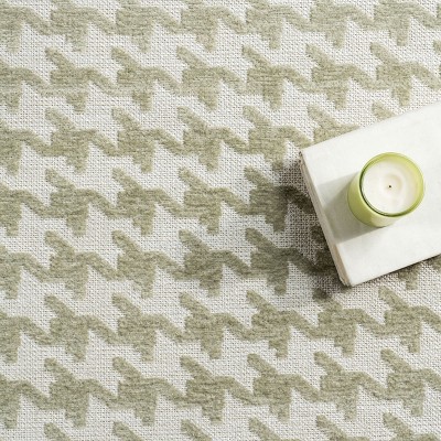 Green and White Geometric Reversible 4' x 6' Area Rug