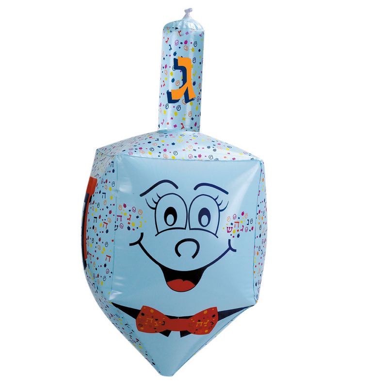 Rite Lite 24" Hanukkah Inflatable Smiley Face Dreidel Decoration - Blue/Red, 2 of 4