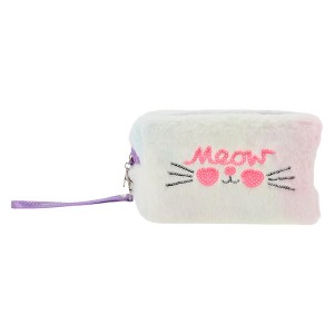 Unique Bargains Women's Portable Sequin Plush Cat Makeup Bag 1 Pc - 1 of 3