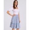 INSPIRE CHIC Women's Ruffle Hem Elastic Waist Flowy A-Line Swing Floral Midi Skirt - 2 of 4