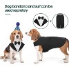 Kuoser Dog Tuxedo Dog Suit and Bandana Set, Dogs Tuxedo Wedding Party Suit, Dog Prince Wedding Bow Tie Shirt Formal Dog Wedding Attire - 3 of 4