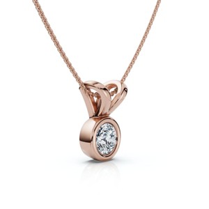 Pompeii3 Dainty Stackable Solitaire Bezel Diamond Pendant 14k Gold Lab Created EF/VS - 1 of 2