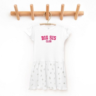 The Juniper Shop Big Sis Club Puff Print Toddler Graphic Dress