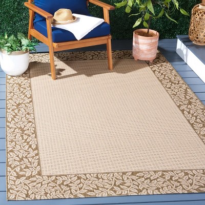 Natural and Brown Rectangular Synthetic Indoor/Outdoor Area Rug