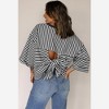 Amaryllis Women’s Striped Wide Sleeve Top with Open Back Statement Bow Detail Relaxed Fit Casual - 3 of 4