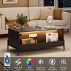 Garvee Rattan Coffee Table with LED Lights, Modern Coffee Table with 2 Storage Drawers and 2 Arched Door, Farmhouse Coffee Table for Living Room - 3 of 4