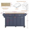 Wood Top Kitchen Island Cart with Wheels, Drawers, Spice Rack, Rolling Storage Cabinet for Kitchen or Dining – The Pop Home - 4 of 4