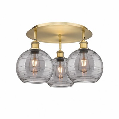 Athens Deco Swirl - 3 Light Flush Mount In Industrial Style-10.38 Inches Tall and 19.75 Inches Wide