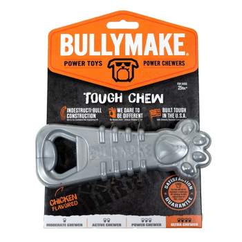 Bullymake Silver Bottle Opener Tough Chew with Chicken Flavor Interactive Dog Toy