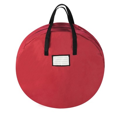 Hastings Home 30" Soft-Sided Canvas Wreath Storage Bag - Red/Black