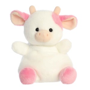 Aurora Small Party Sized Belle Strawberry Cow Palm Pals Adorable Stuffed Animal Pink 8" - 1 of 4