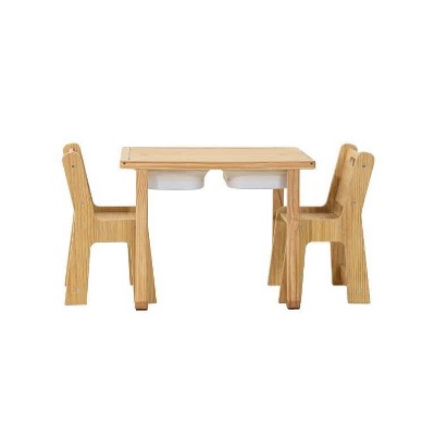 Cordia Pine Wood Activity Table and Chair Set with Chalkboard