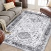 5'x7' Washable Large Non Slip Living Room Rugs, Soft Low Pile Bedroom Dining Room Carpet, Large Stain Resistant Home Decor Rugs, Gray - 4 of 4