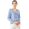 INSPIRE CHIC Women's Office Work Ruffle V Neck Long Sleeve Chiffon Peasant Blouse - 2 of 4