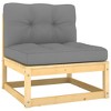 VidaXL Patio Middle Sofas with Gray Cushions 2 pcs Solid Wood Pine - 2 of 4