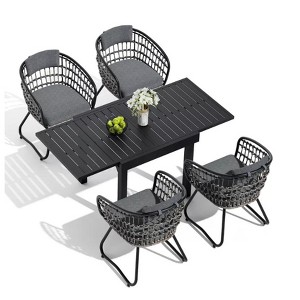 Crestlive Products Modern Aluminum Outdoor Dining sets Expandable Patio Dining Table with arm chairs for 4-10 People Outside - 1 of 4
