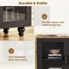 63" Particle Board Farmhouse TV Stand with Tempered Glass Doors, Sideboard Cabinet with Adjustable Shelves and Solid Wood Gourd Legs - 4 of 4