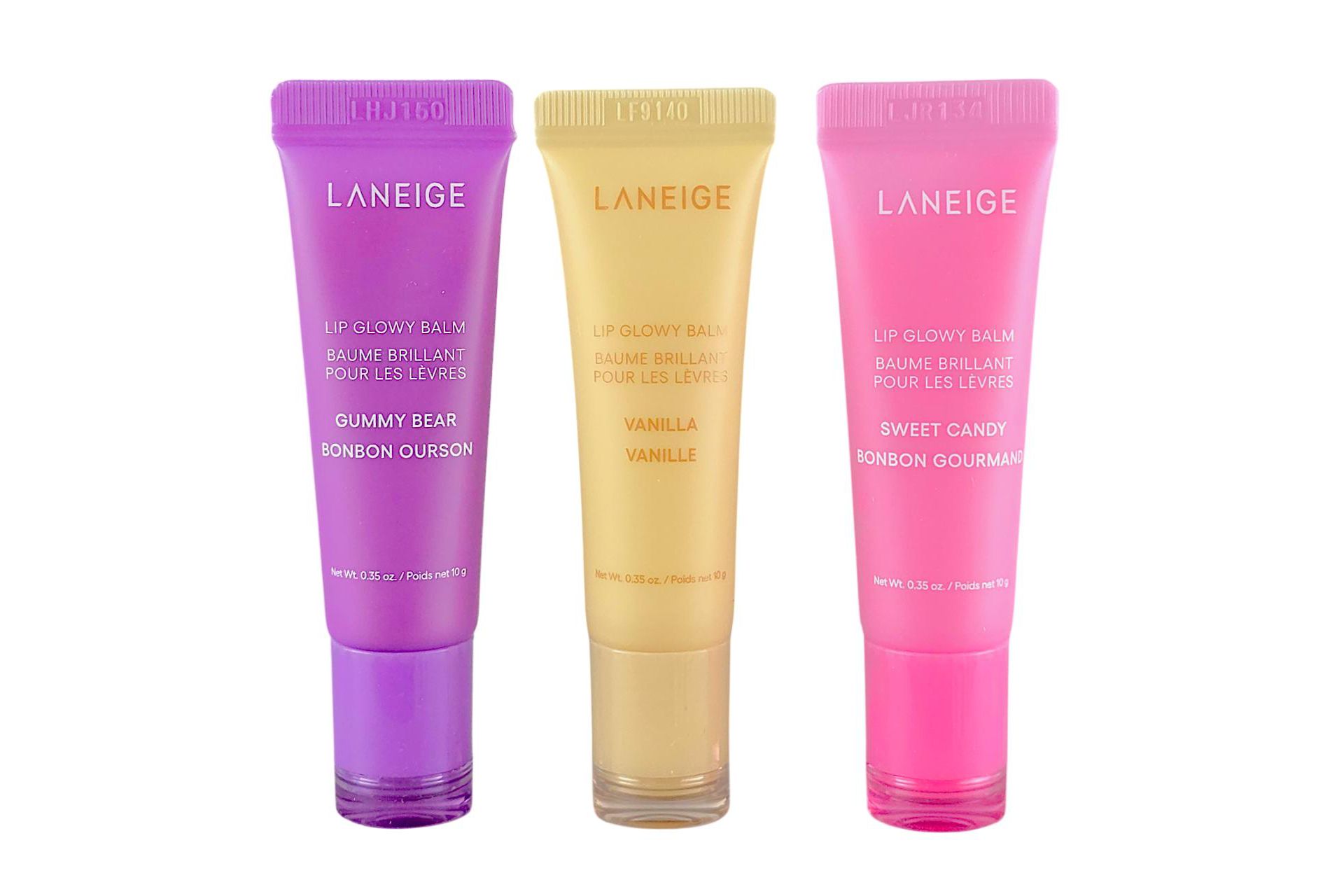 Laneige 3-pc Yummy Candy VARIETY PACK Lip Glowy Balm  (0.35 oz x 3) Vanilla, Sweet Candy, Gummy Bear - Your Yummy Candy Pout